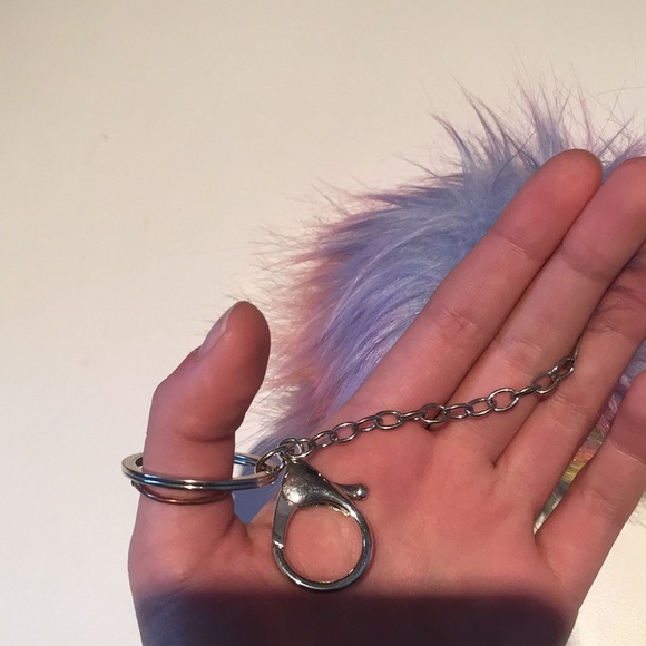 Rainbow Puff Ball Keychain - Picture 2 of 2